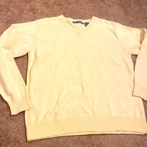 Men’s OSCAR DE LA RENTA pale yellow v neck sweater Sz L large